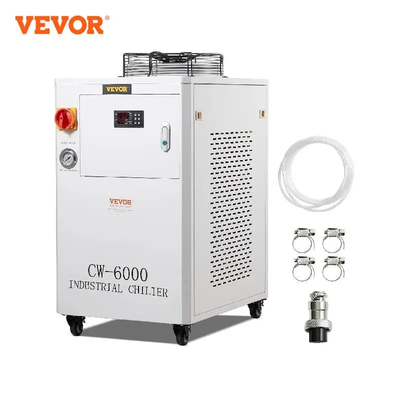 VEVOR Industrial Water Chiller CW6000 1500W Cooling System with Compressor 65 L/min Max Flow Rate for Laser Engraving Machine