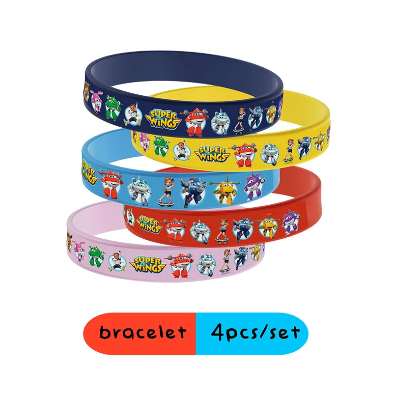 Silicone Rubber wristband Birthday Party Favors Multiple colour Funny Bracelets Happy Super Wings Theme Birthday Supplies Kids