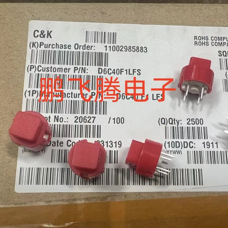 1PCS  D6C40F1LFS D6C60F1LFS vertical straight-in square button switch 11.4*7.3 Press the button