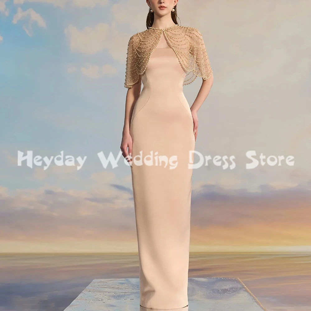 

Heyday Women's Strapless Straight Floor-Length Evening Dresses Sleeveless With Pearls Beaded Shawl Formal Elegant Dresses 2025