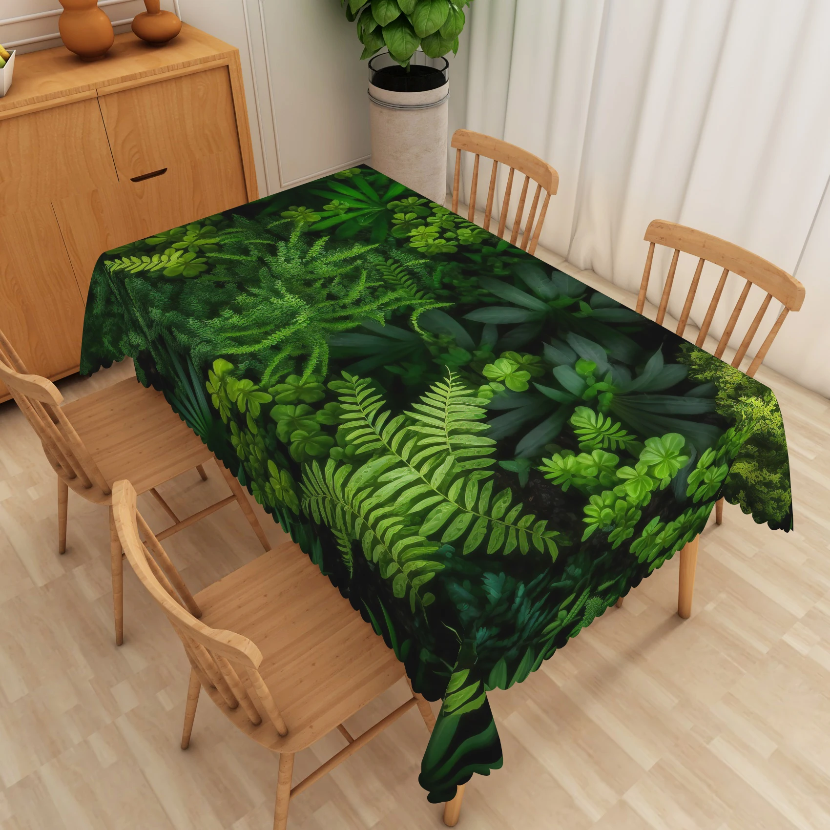 Tropical Hawaiian Leaf Tablecloth Summer Botanical Green Leaves Rectangle Table Cover Farmhouse Picnic Party Home Dining Decor