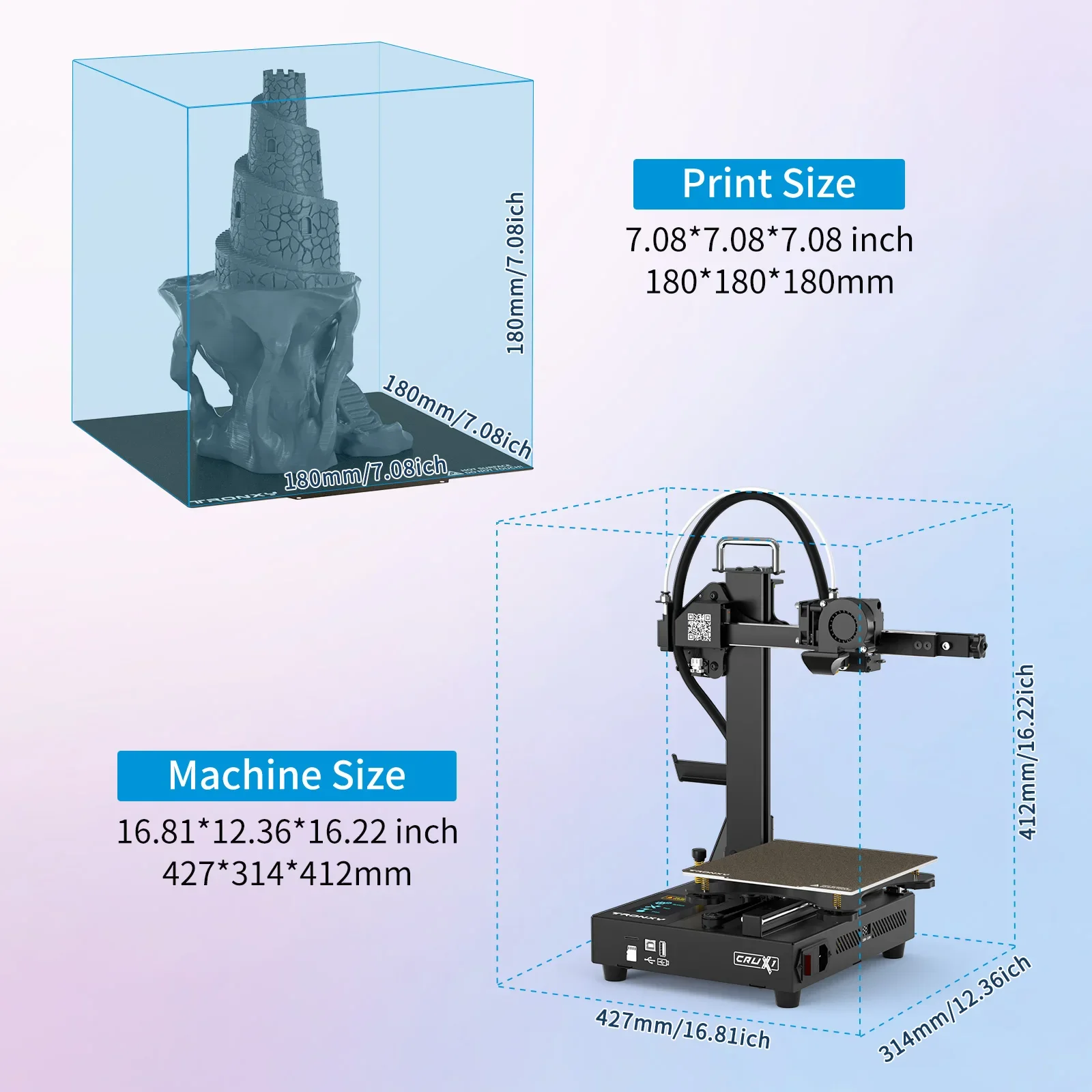 Tronxy Crux 1 Fast 3d Printer Printer Build Surface 3D Kits Gold Provided Automatic Aluminum, Metal FDM China All Printing 2022