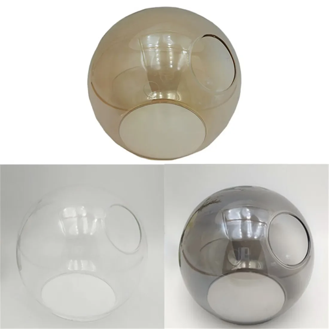 

Grey Bronze Glass lampshade with 4.5cm sideways hole for DNA magic bean chandelier or floor lamp side opening cover replacement