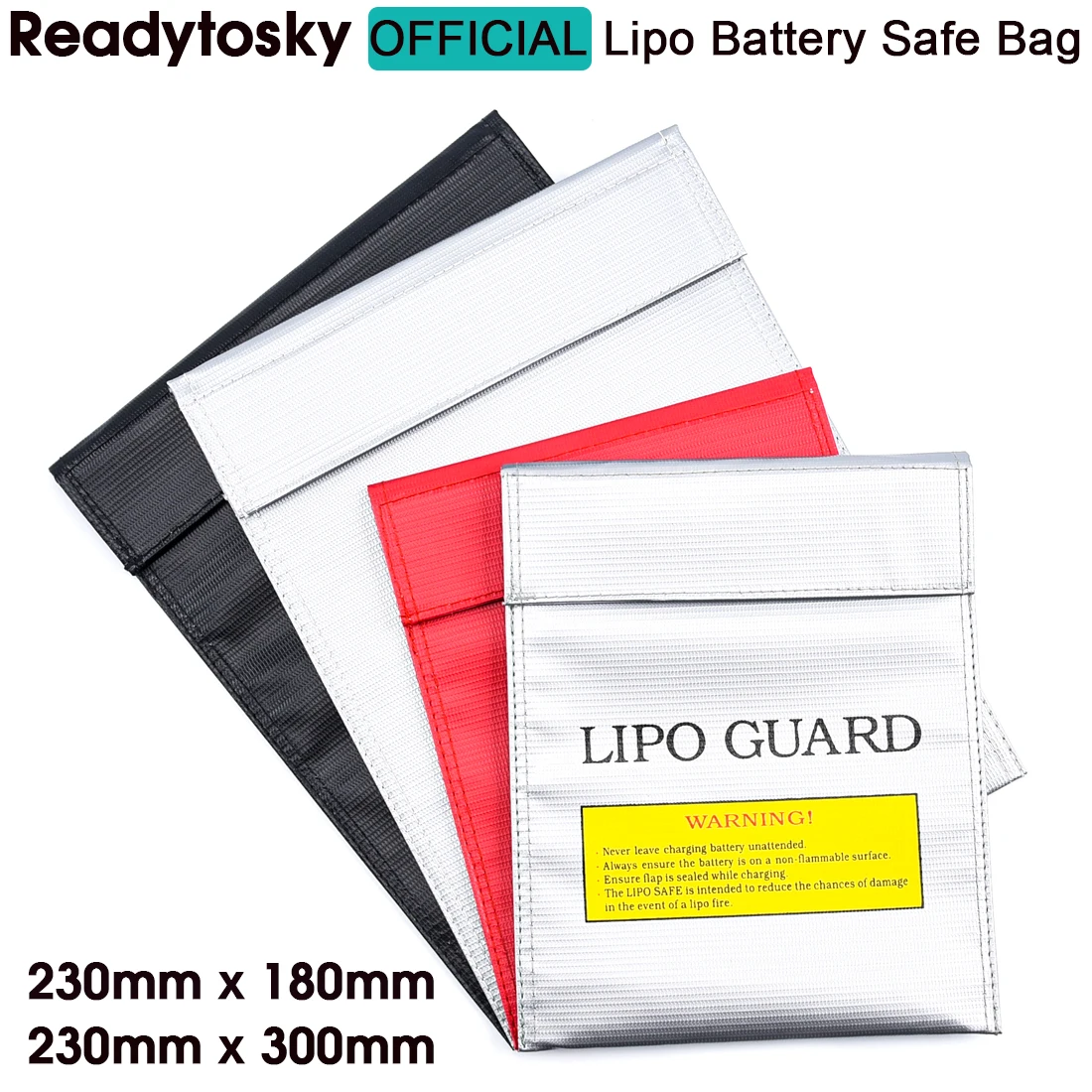 Fireproof & Waterproof High Quality RC LiPo Battery Safety Bag Safe Guard Charge Sack 18x23cm 30x23cm Red Black Silver