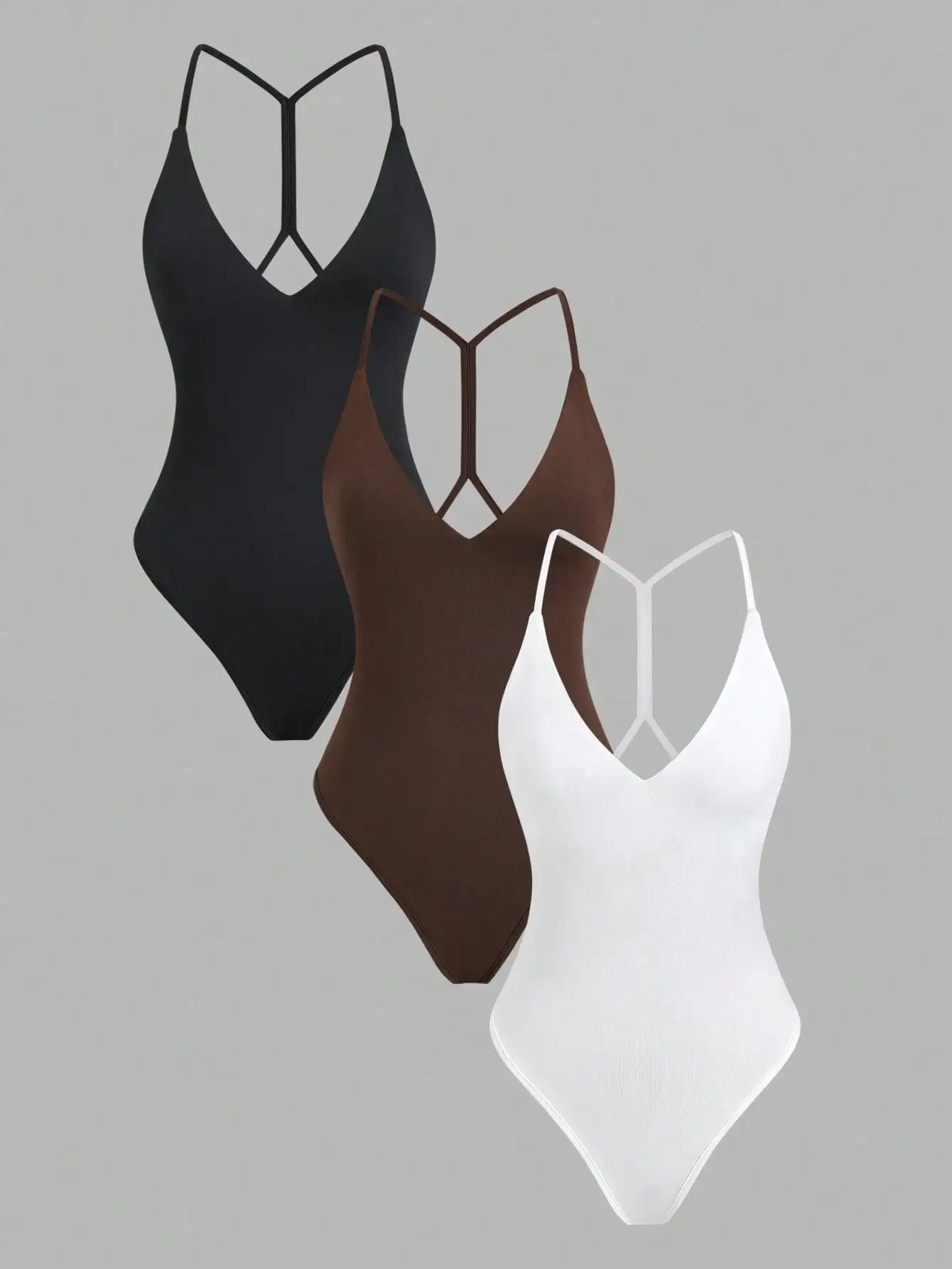 

Women's Solid Color Spaghetti Strap Backless Bodysuit for Summer