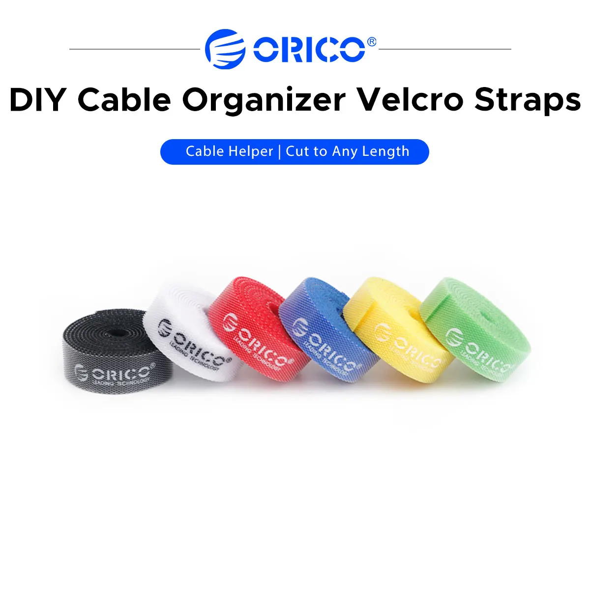 ORICO Nylon Hook Loop Cable Ties Reusable Cuttable Wire Organizer Straps Multicolor Cord Management For Laptop TV Charger Cables