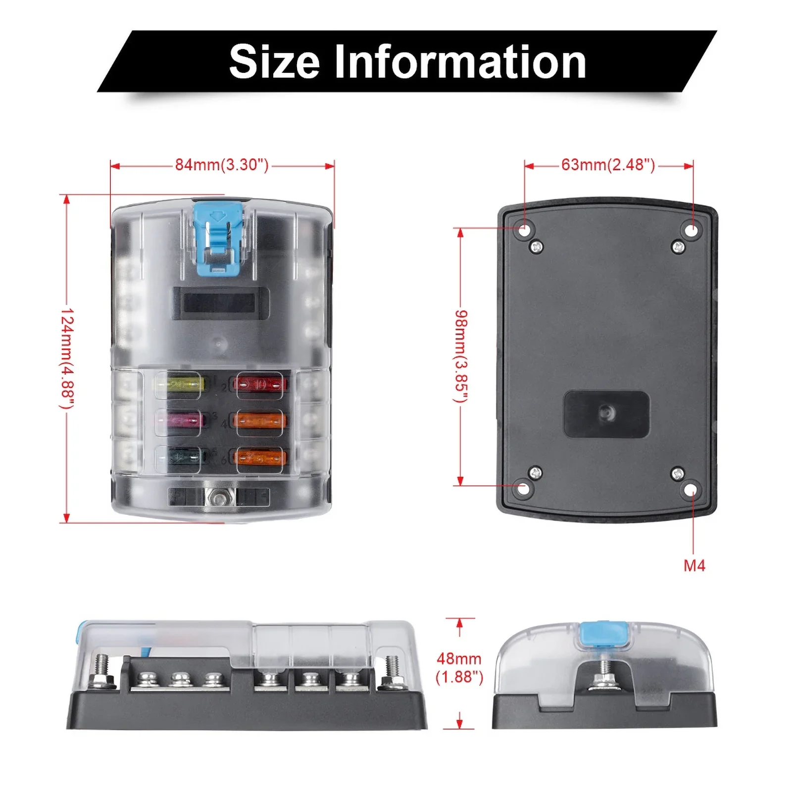 6 Ways Blade Fuse Block 32V Plastic Cover With Safety Catch Circuit Fuse Box Holder Universal Accessories For Car Marine Truck