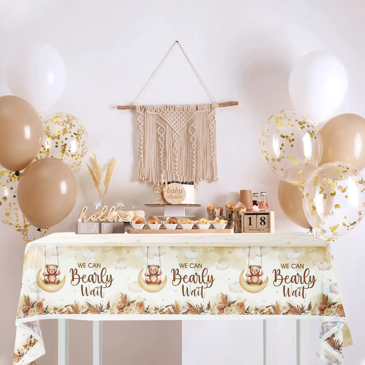 130x220cm Brown Bear Disposable Tablecover Bear Theme Birthday Parti Tablecloth Babyshower Kids Happy 1st Birthday Party Decor