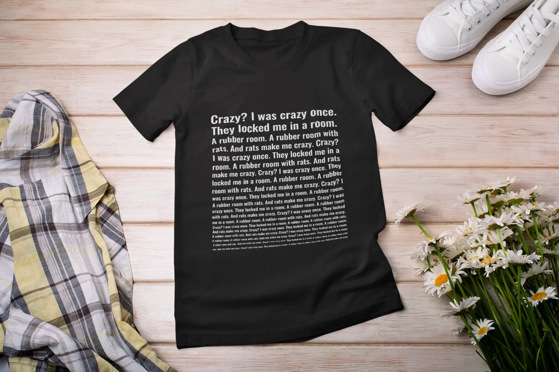 Crazy I Was Crazy Once T Shirt Funny Meme Trend Y2k Streetwears 100% Cotton Unisex O-neck T-shirts For Men Women EU Size