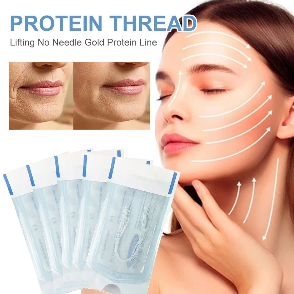 Adhesive Facial Tensioners Thread Protein Thread Lifting No Needle Line Anti-Aging Wrinkles Removal Face Collagen Thread Lifting