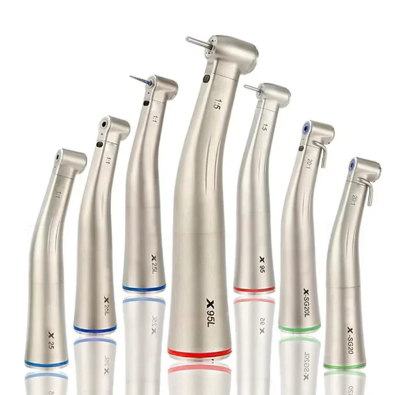 

X95L contraangulo Dental 1:5 Increasing Speed Handpiece Against Contra Angle LED Optic Fiber Quattro Spray Red Rings