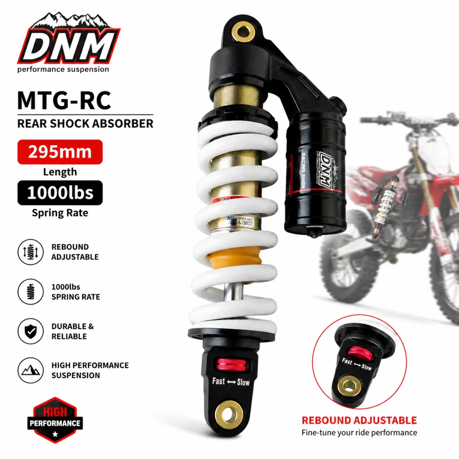 DNM MTG-RC 295 mm 1000 lbs Hav - Atv Suspension Shock Absorber incelemesi ve fiyatı