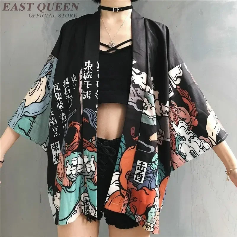 

Kimonos Woman 2024 Japanese Kimono Cardigan Cosplay Shirt Blouse For Women Japanese Yukata Female Summer Beach Kimono