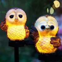 Resin Owl Solar LED Light with Stake Animal Figurine Statue Waterproof Light for Garden Walkway Courtyard Party Decoration