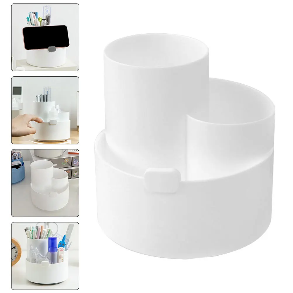 

Rotatable Stationery Box Multi-Functional Pen Holder Plastic Makeup Brush Organizer Desktop Sundries Container