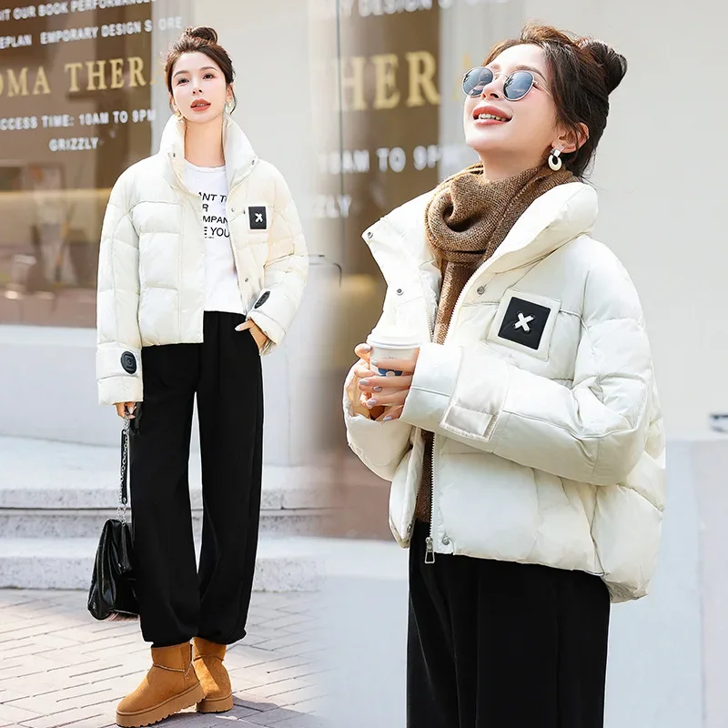 Short Cotton-padded Coat with Color Matching Bread Coat 2024 Winter New Style Thickened Female Personalized Cotton-padded Jacket