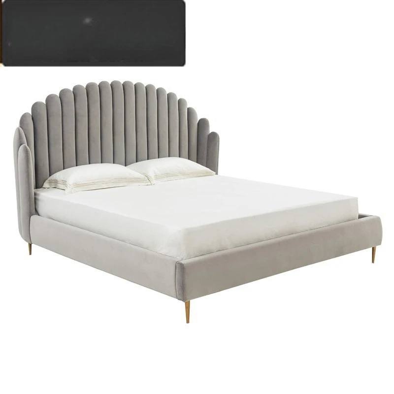 Nordic modern master bedroom fabric bed, Italian light luxury large double bed