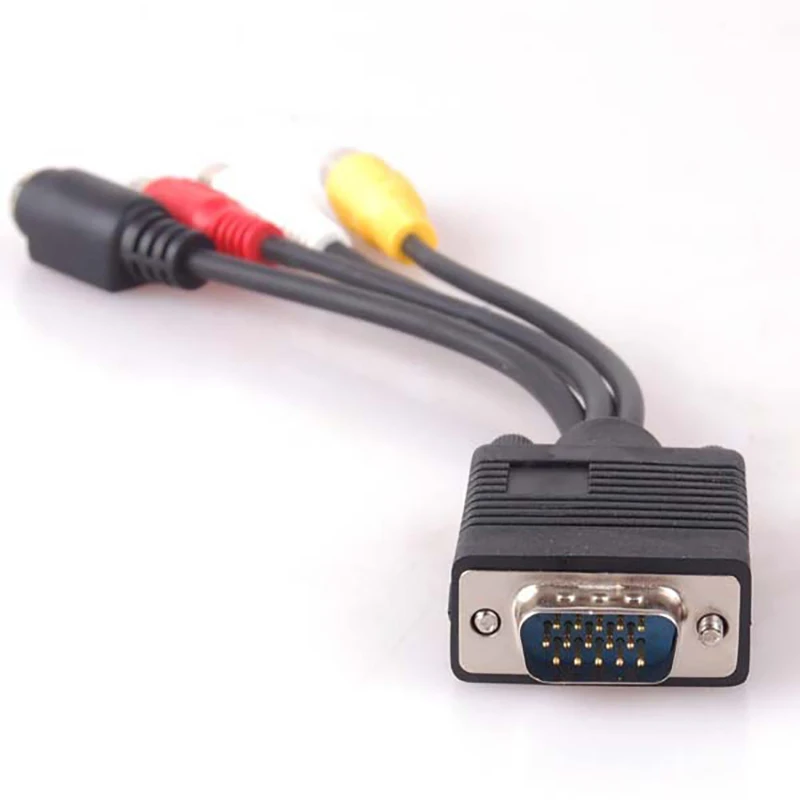 VGA SVGA to S Video 3 RCA Converter AV TV Out Cable Adapter RCA Female Connector Video Cable for Laptop PC HDTV Monitor