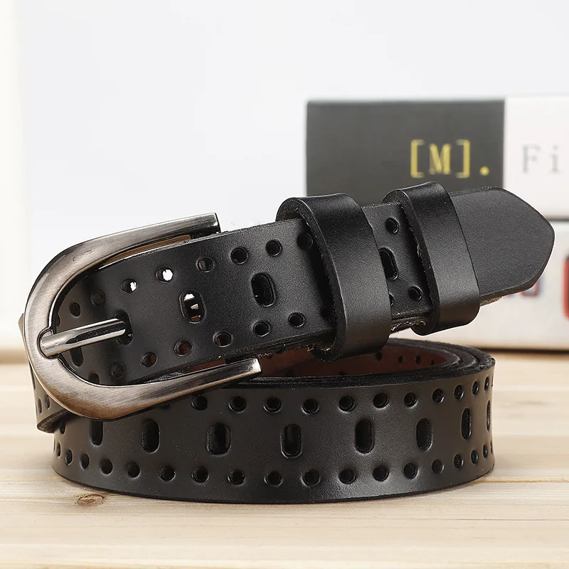 

Fashion Genuine Leather Belts For Women Quality Pin Buckle Woman Belt Cow Skin Waist Strap Female Girdle For Jeans Width 2.4cm