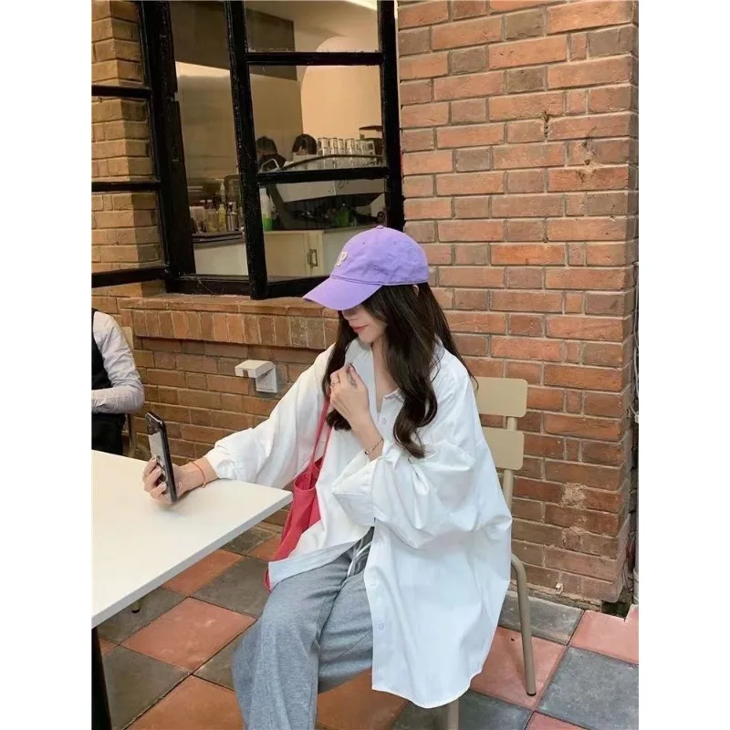 2025 Korean Style Long-sleeved Boyfriend Style Shirts for Women Spring and Autumn Sun Protection Clothes Loose Versatile Shirts