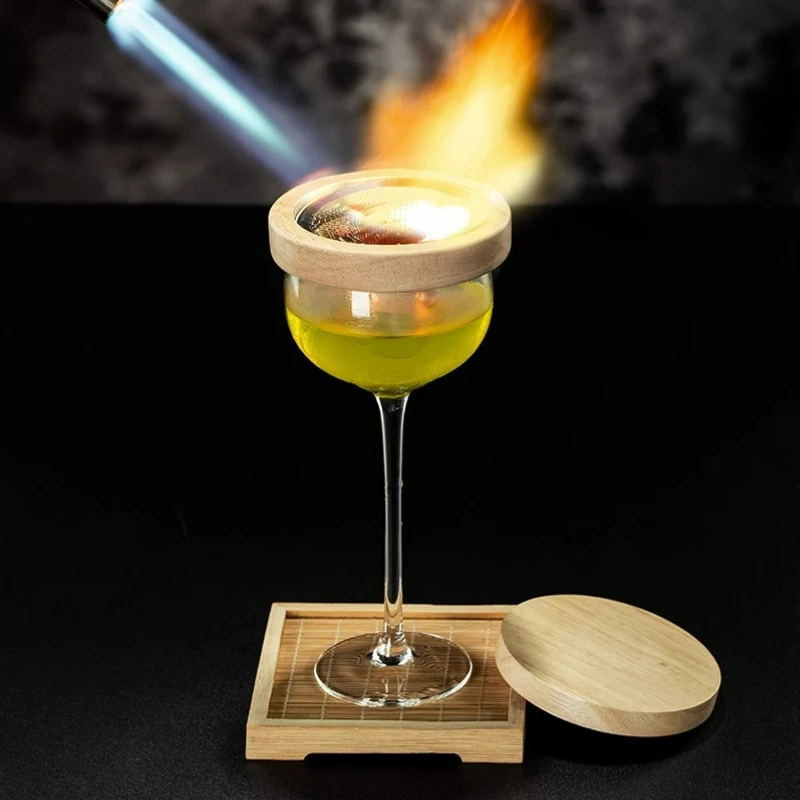 Professional Whiskey Cocktail Smoked Kit Matini Cup With Smoke Lid And Coaster Cocktail Glass Cups Bar Molecule Accessories