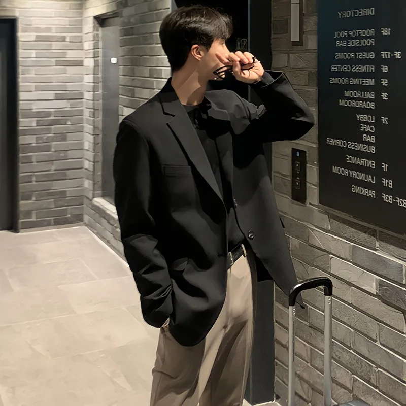 

Мужская повседневная свободная куртка-пиджак весна-осень, легкая, в корейском стиле, премиум-класса, для отдыха, однобортная, верхняя одежда