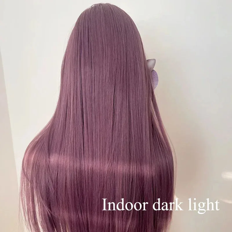 

Candy 2025Lavender Purple 13x4 Прямой передний парик 26 дюймов для повседневного использования и бесклеевой парик для косплея Синтетические кружевные парики fo