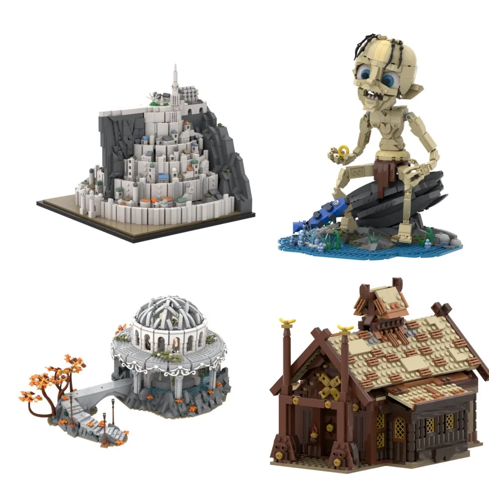 MOC Movie the Rings Minas Tiriths White Castle Building Blocks Model Gollum Monster Bricks The White Council Architecture KidToy