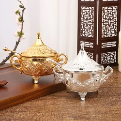 classical and elegant kitchen seasoning box, light luxury style alloy, exquisite patterns, high-end flip top household ornaments