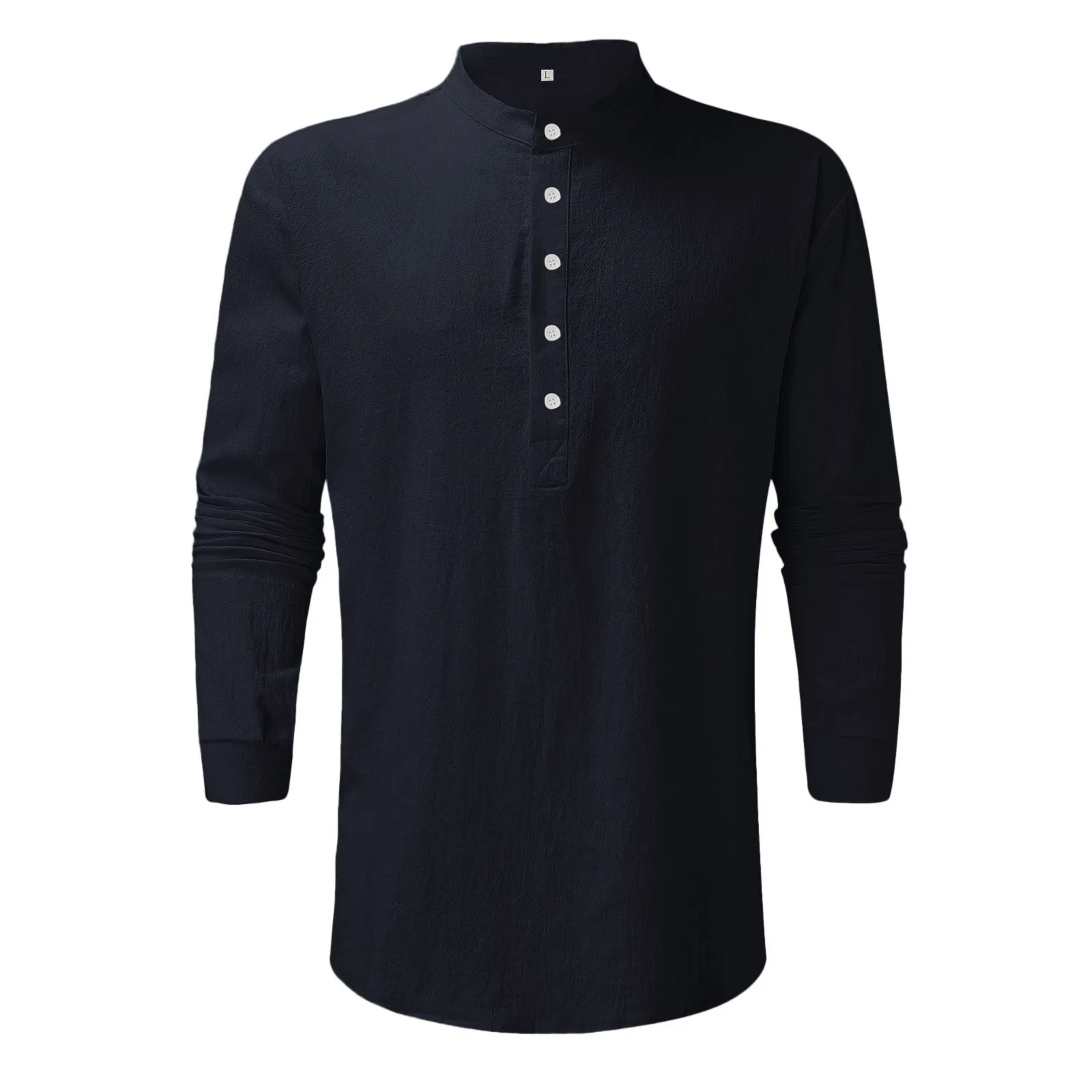 Camisa informal de manga larga para hombre, camisa sencilla y cómoda con cuello de botón, Color sólido, a la moda