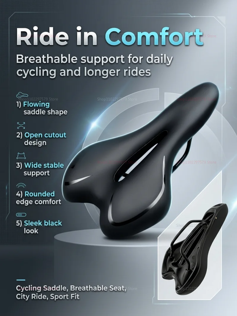 AliExpress oeny Comfortable road bicycle saddle, hollow design with shock-absorbing function bicycle accessory, breathable soft cushion seat cov