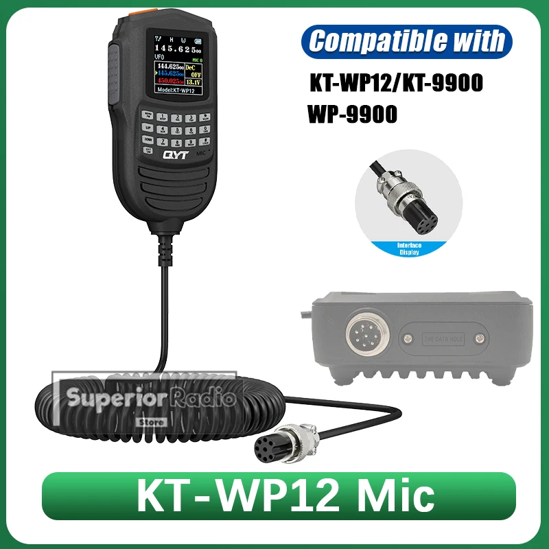 

QYT KT-9900 Mic KT-WP12 Microphone Speaker Clear Voice 1/2PCS Compatible with Car Mobile Radio Station ANYSECU WP-9900 Accessory