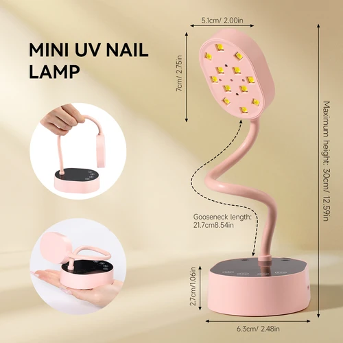 Imagen 2 del producto Lámpara UV para uñas con cuello de cisne, Mini luz UV para uñas de Gel, portátil, 36W, recargable, LED, Sensor automático, secador de uñas para salón, uso doméstico DIY