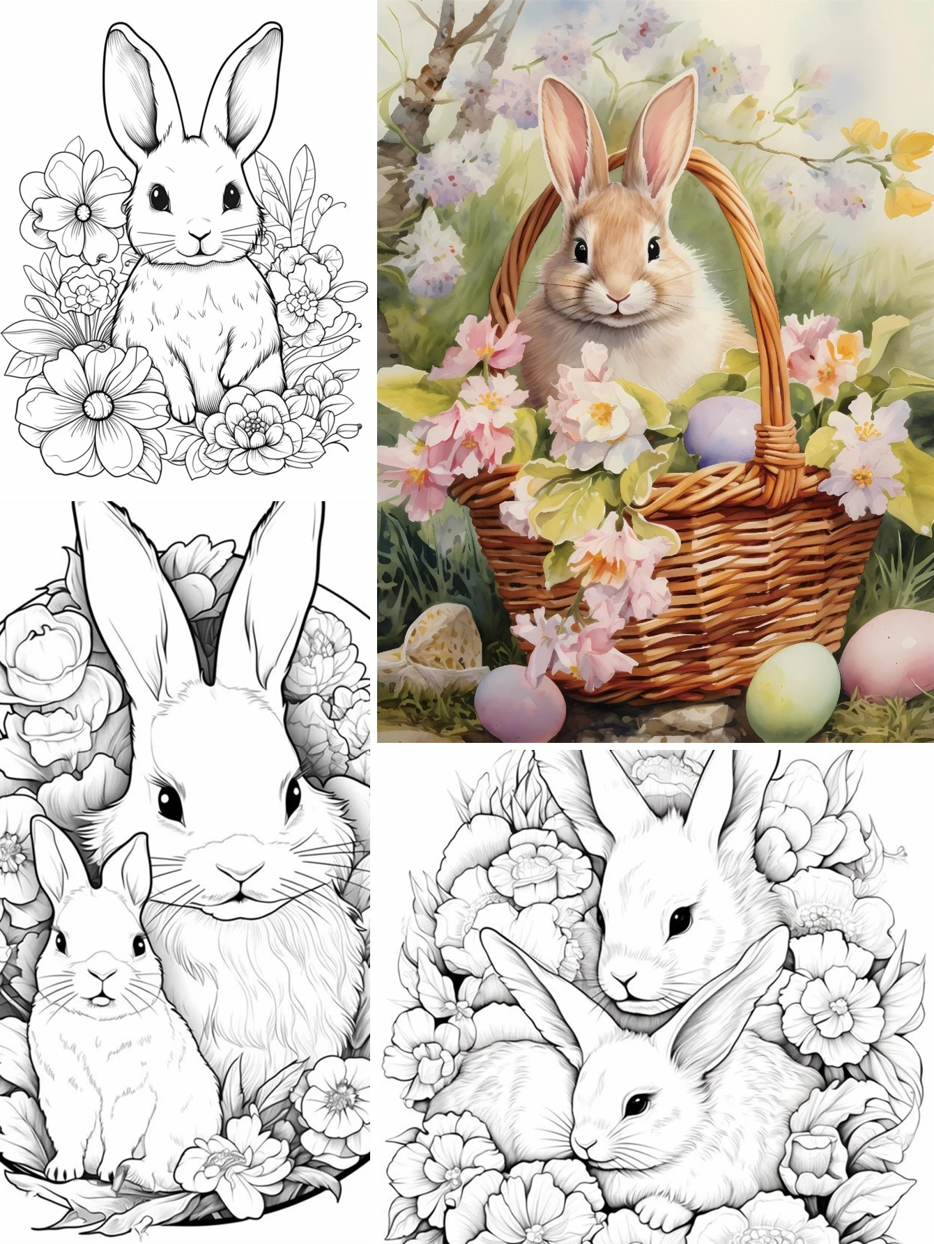 Easter Bunny Art Coloring Book, Original, Papel atualizado, Espessado, 22 páginas, Livros para colorir, Presente para férias e aniversário, 1pc