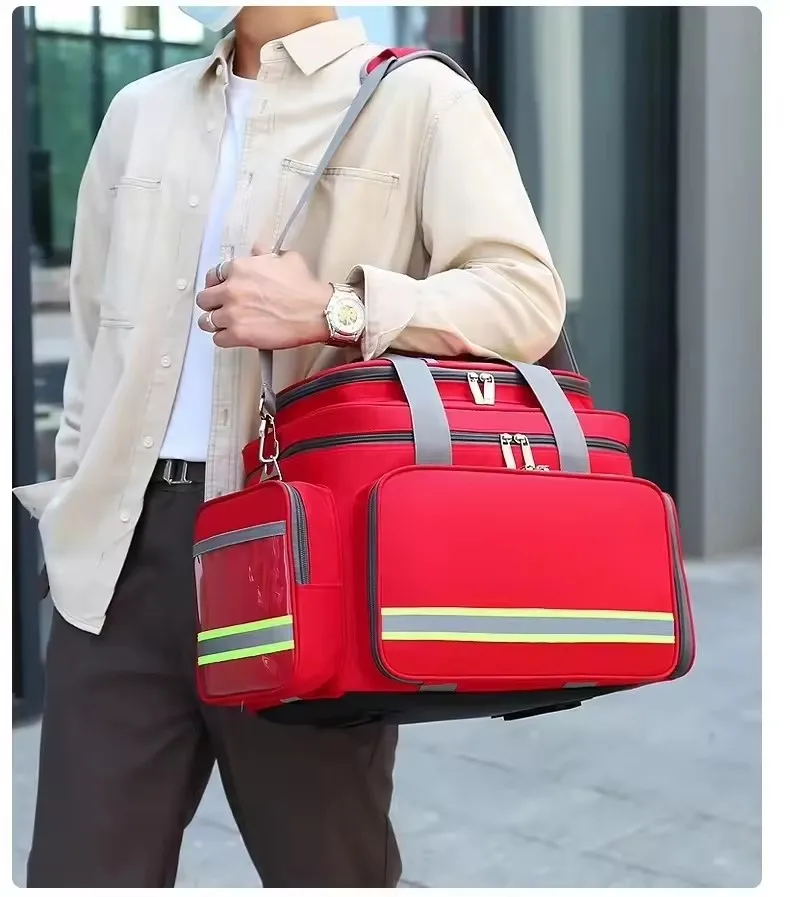 Saco médico de primeiros socorros ao ar livre resgate de emergência saco de grande capacidade vazio impermeável reflexivo oxford multi-bolso sacos de viagem 6