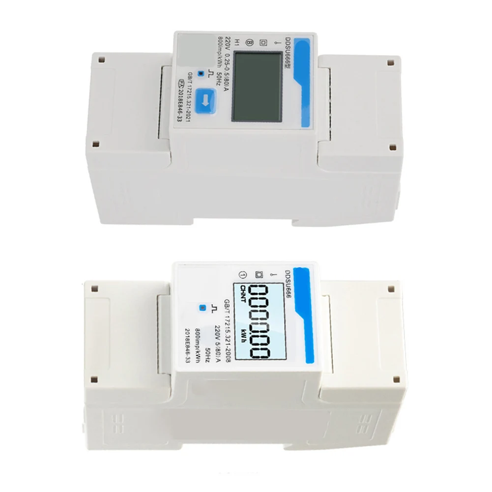 RS485 Enabled 220V Single-Phase DIN Rail Energy Meter with Clear Digital Display for Accurate Power Consumption Monitoring