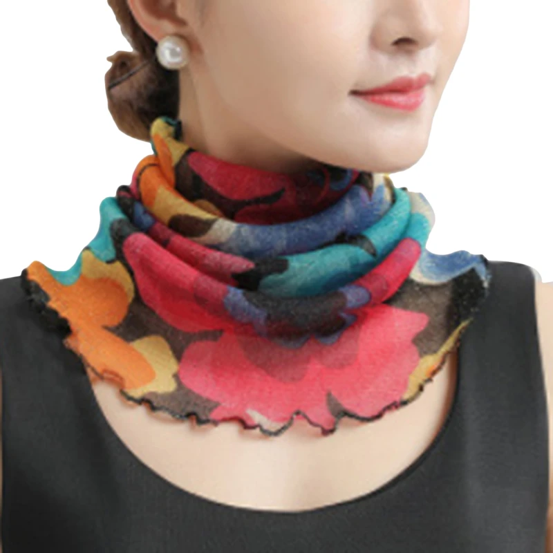 1Pc Spring Chiffon Neck Collar Scarf Women Head Thin Sunscreen Variety Small Silk Anti-Uv Scarf Mask Multi-Function Scarf New