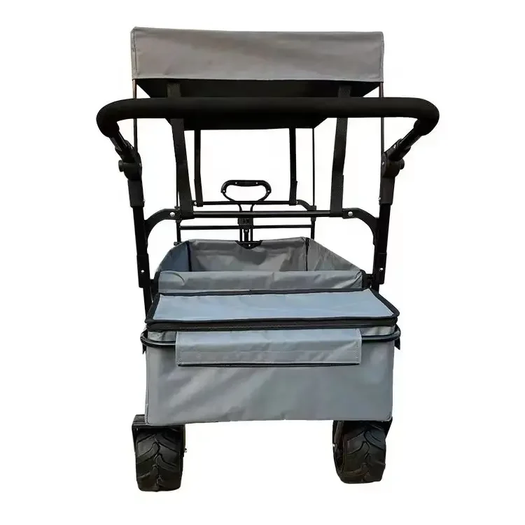 Heavy Duty Collapsible Utility Wagon Beach with canopy wheel with brake push handle retractable manufacturer factory