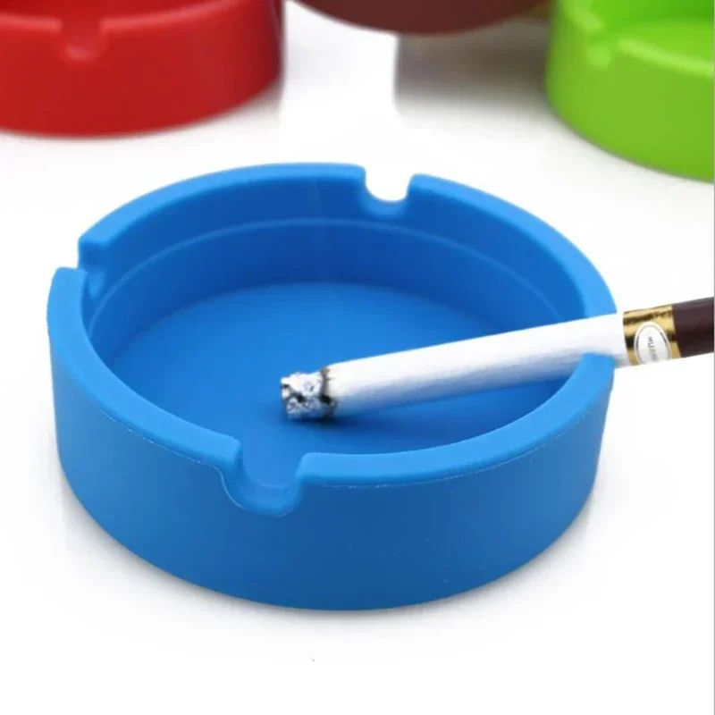 Creative Portable Rubber Silicone Round Ashtray Durable Soft Eco-Friendly Ashtray Ash Tray Holder 4 Colors Home Supplies