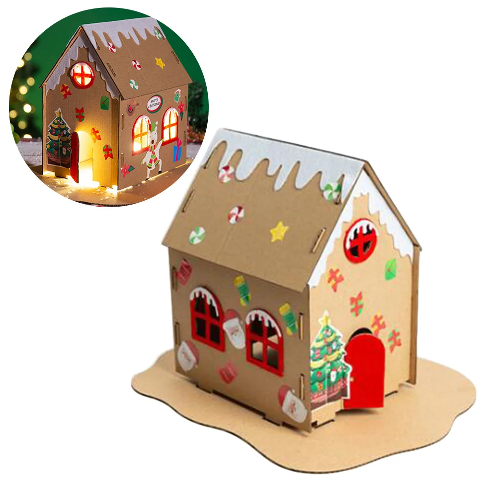 Scatola fatta a mano fai da te casa di biscotti di Natale materiale spesso luce notturna luminosa capanna fatta in casa decorazione natalizia creativa per bambini