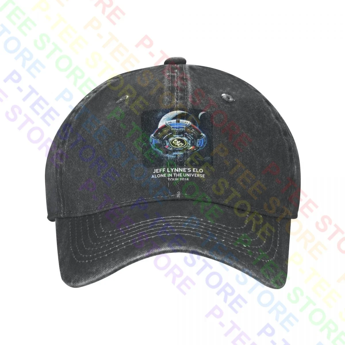 Elo Electric Light Orchestra Jeff Lynne Orbit Alone 2016 Tour Washed Denim Baseball Cap Trucker Hats Design