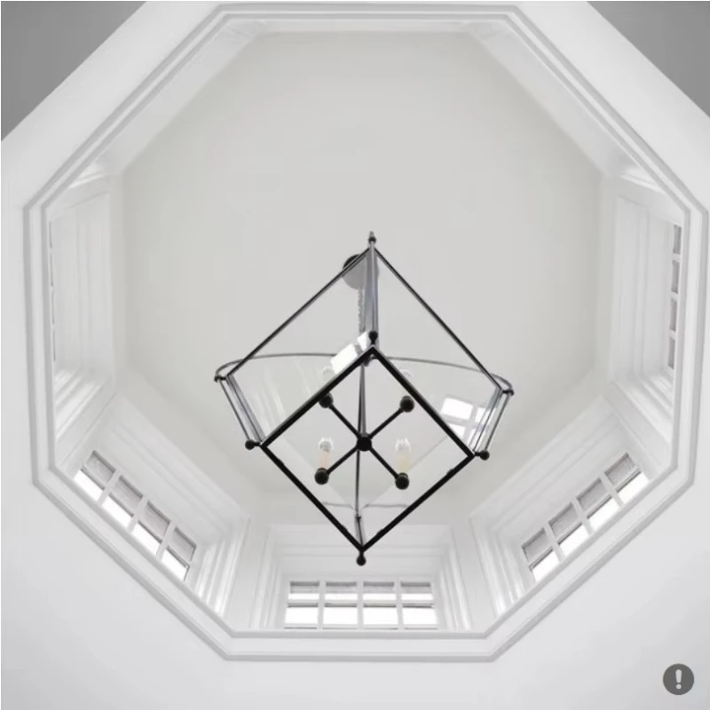 Vintage Hotel Interior Decoration Light Fixtures Metal Candle Shape Cage LED Chandelier Light Chain Chandelier Design Pendant