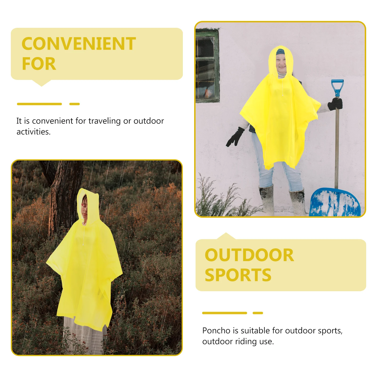 

Premium Material Waterproof Rain Poncho Multifunctional Hat Drawstring Lightweight Easy Carry Outdoor Activities