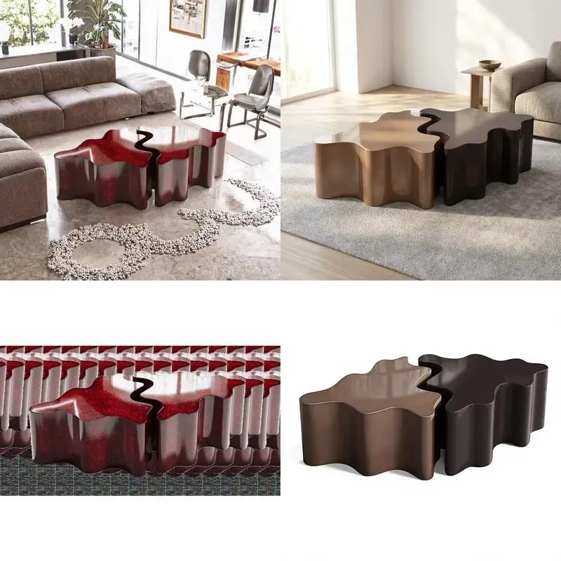 Modern Lacquered  Coffee Table Set Puzzle Splicing Design Custom Luxury Villa Project Suitable for Designer Living Room