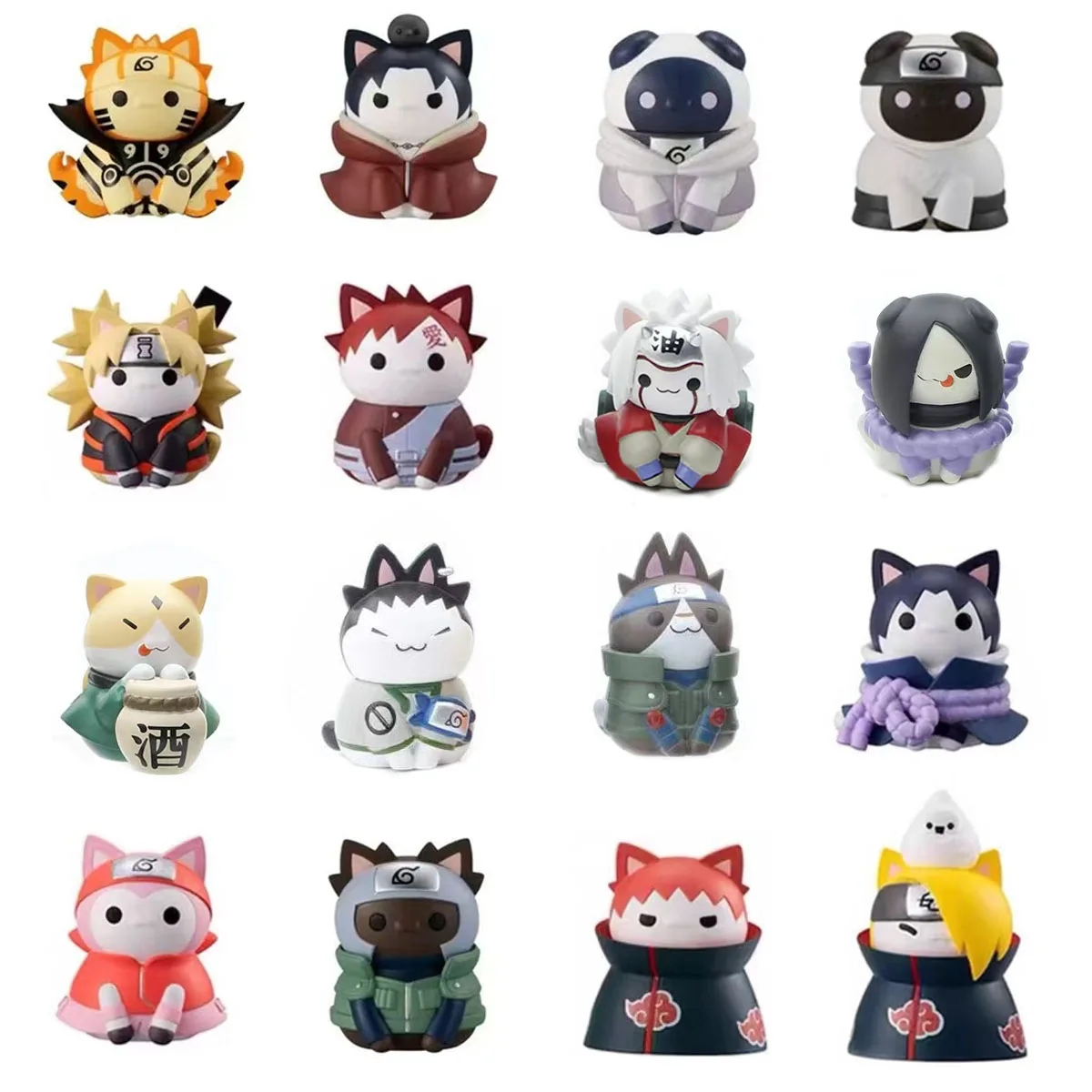 

Серия фигурок «Коты Наруто»: популярные аниме-фигурки милых животных, Саске, Сакура, Хината, кавайные фигурки Джираии и Итачи из ПВХ, модель для подарка на день рождения