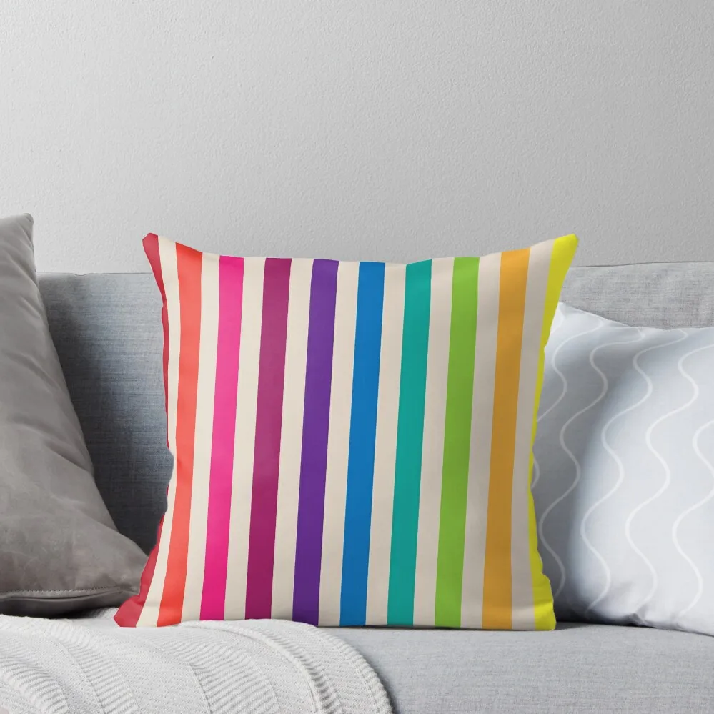 Multi-Colored Rainbow Candy stripes pattern Throw Pillow christmas decorations 2024 Pillow Decor Pillow