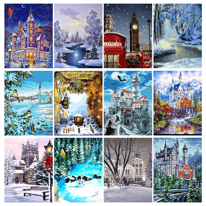 Art Craft Winter - Winter Castle Snow Scene Diamond Painting