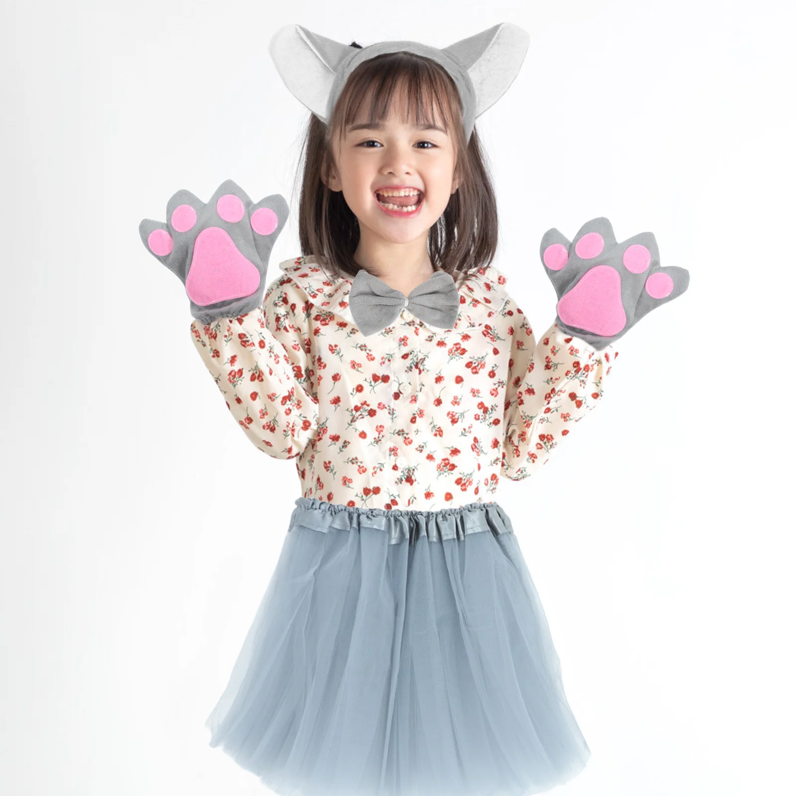 5pcs Big Cosplay Costume Set Animal Headband Bow Tie Gloves Tail Mesh Skirt Kids Stage Party Outfit 44 80cm Waistline Plush