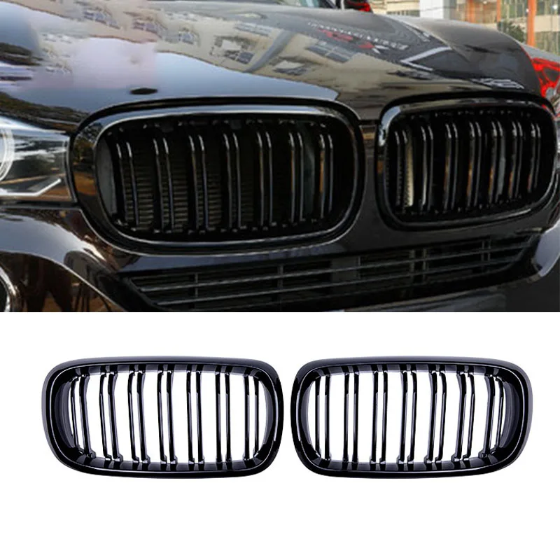 

Car Front Bumper Grilles Kidney Racing Grill Double Slat Grille Gloss Black For BMW X5 X6 F15 F16 2014-2018 ABS Auto Accessories