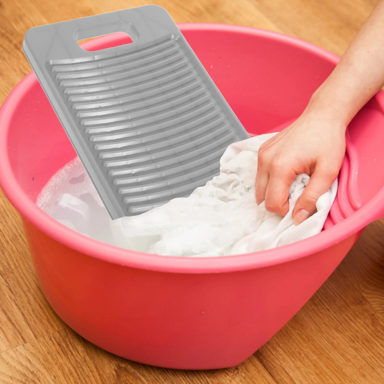 

Hangable Antislip Plastic Washboard for Hand Washing Clothes Portable Small Wash Board for Travel Efficient Laundry Cleaning